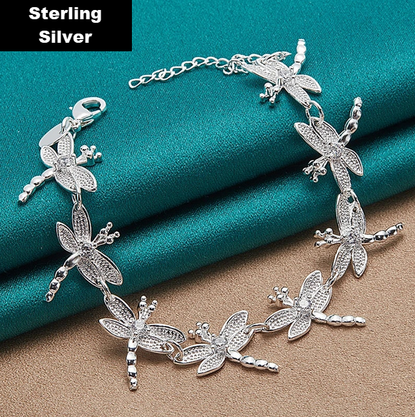 Dragonfly Sterling Silver Chain Bracelet