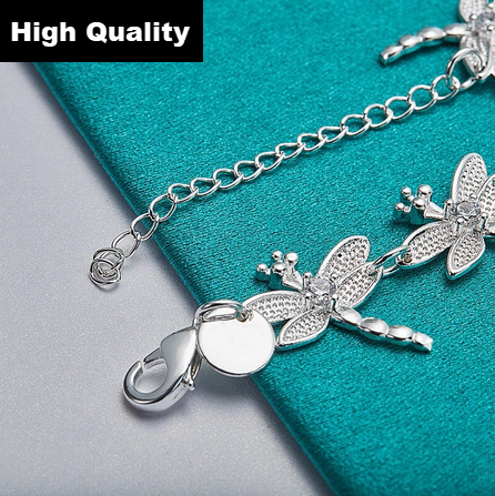 Dragonfly Sterling Silver Chain Bracelet