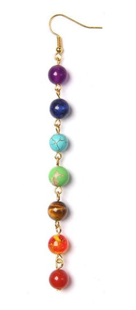 Rainbow Chakra 7 Stone Drop Earrings