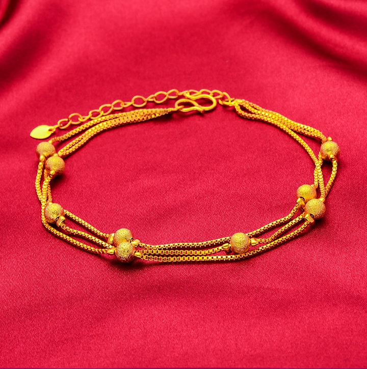 Boho Bead Chain Anklet 24K Gold Plated
