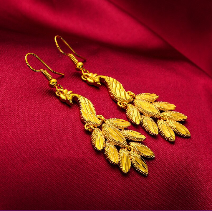 Gold Peacock Earrings 24K Gold Plated
