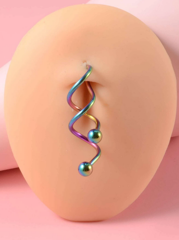Multicolored Spiral Naval Belly Ring