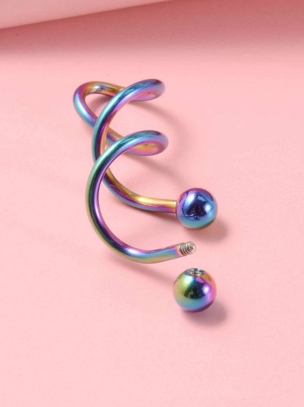 Multicolored Spiral Naval Belly Ring