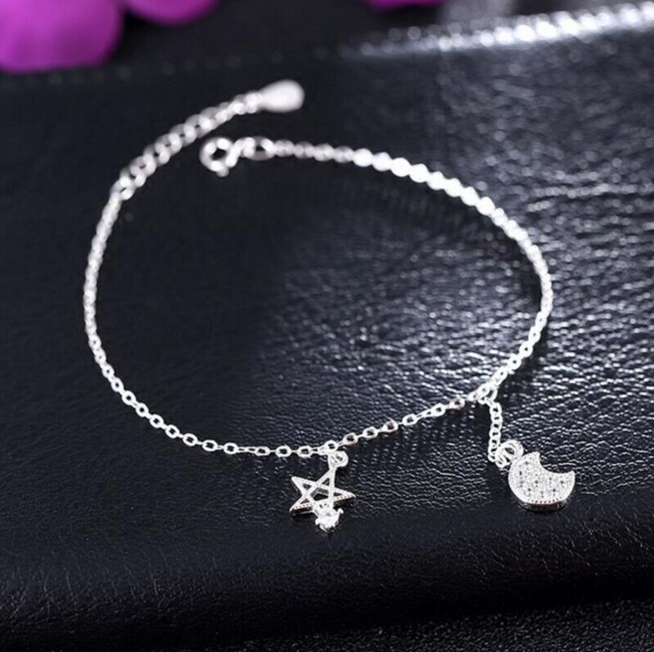 Sterling Silver Wicca Symbols Anklet
