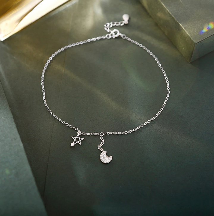 Sterling Silver Wicca Symbols Anklet