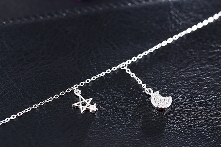 Sterling Silver Wicca Symbols Anklet