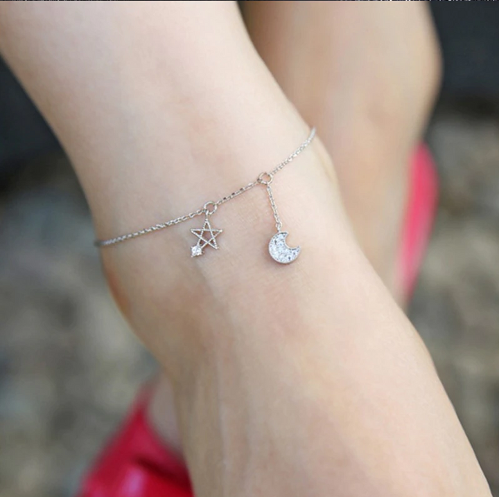Sterling Silver Wicca Symbols Anklet