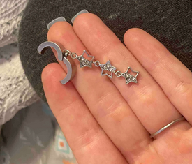 Faux Dangle Stars Naval Belly Ring