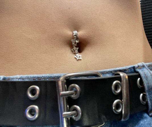Faux Dangle Stars Naval Belly Ring