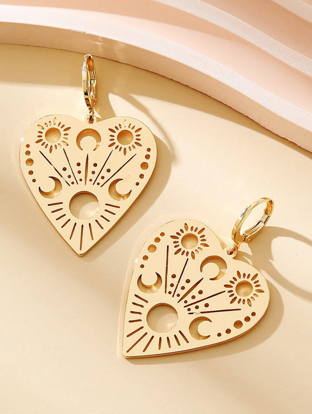 Wiccan Sun Moon Ouija Board Pointer Earrings (Gold or Silver)