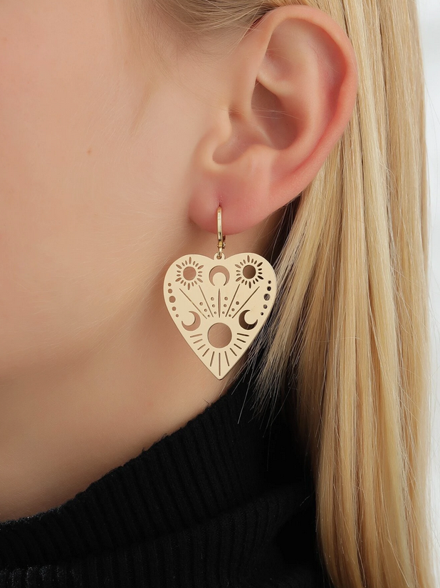 Wiccan Sun Moon Ouija Board Pointer Earrings (Gold or Silver)