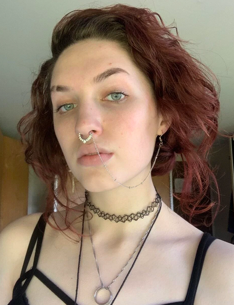 Rhinestone Nose to Ear Ring with Chain