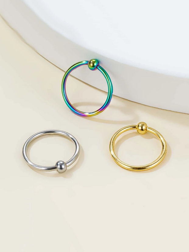 3 Pcs Tiny Nose Bead Rings
