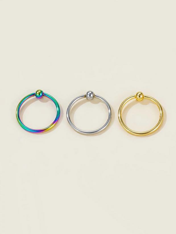 3 Pcs Tiny Nose Bead Rings