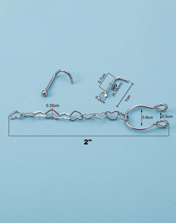 Heart Chain Nose Rings