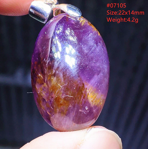 Red Auralite 23 Purple Cacoxenite Water Drop Necklace .925