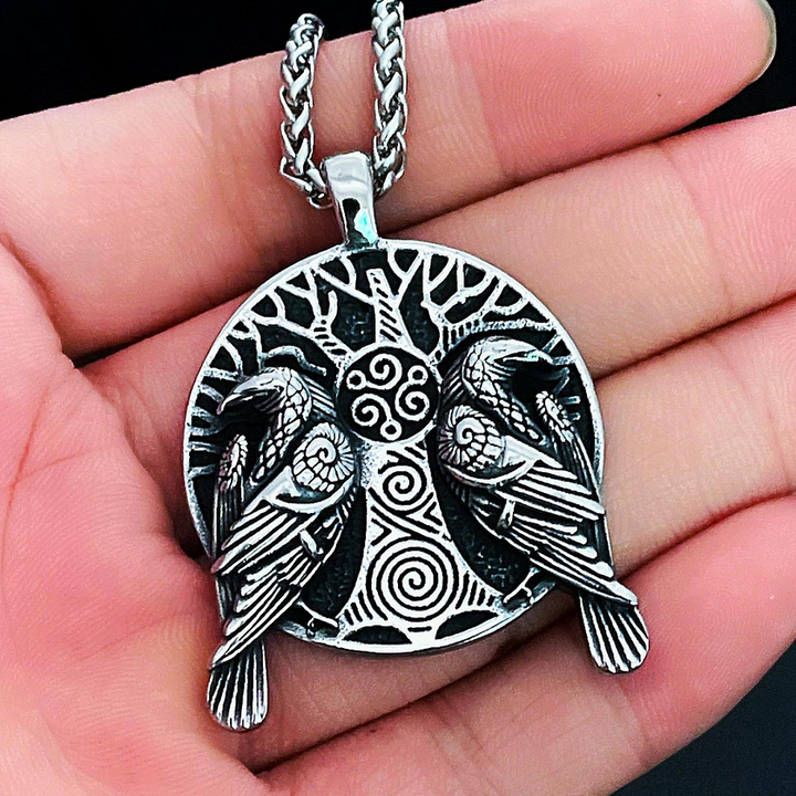 Norse Viking Ravens Tree Of Life Amulet Necklace