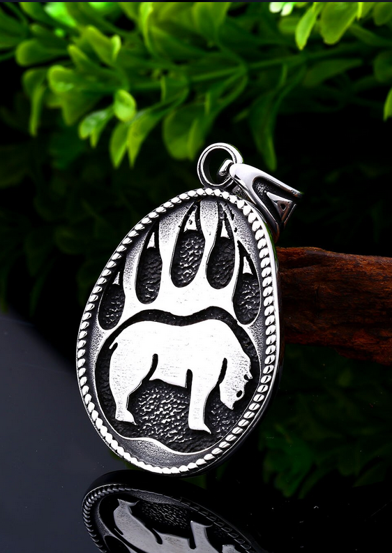 Norse Viking Bjørn Bear Double Sided Amulet Necklace
