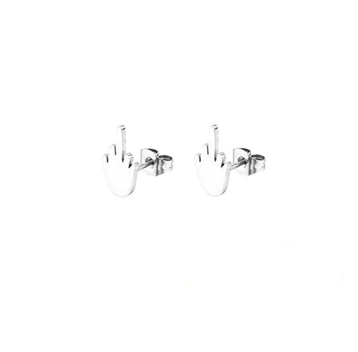 Titanium Punk Middle Finger Earrings