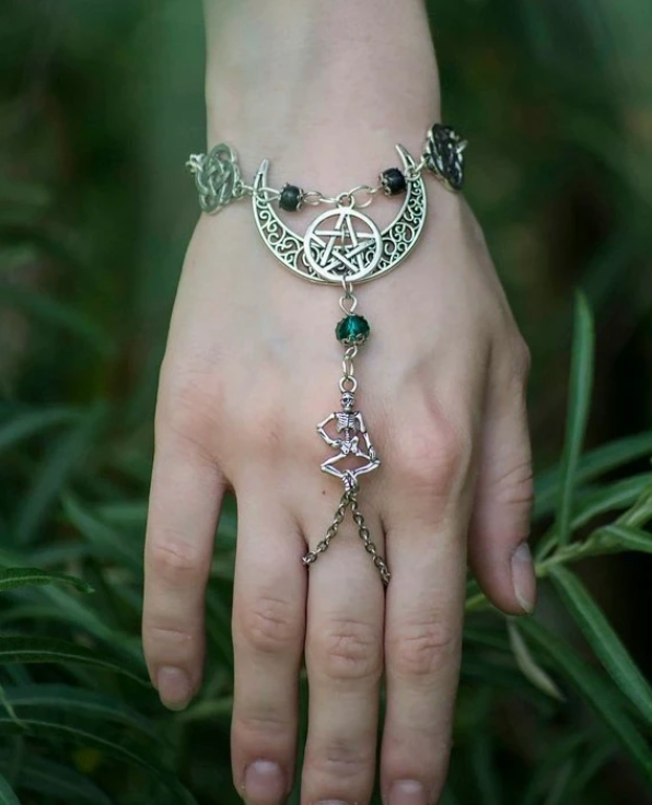 Triple Moon Goddess Wiccan Bracelet Ring