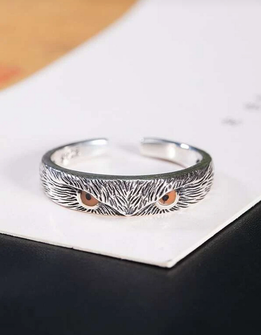 Sterling Silver Textured Owl Adjustable Ring