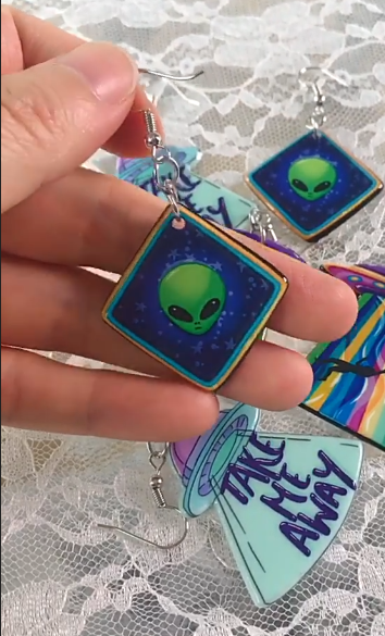 Acrylic Alien UFO Earrings (2 Styles)