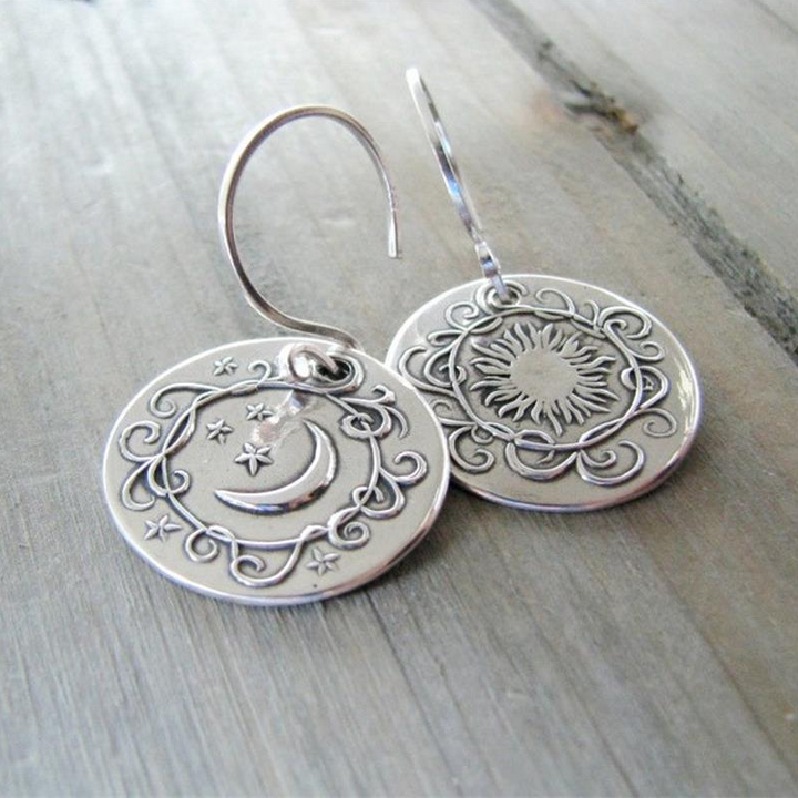 Celestial Star Sun Crescent Moon Dangle Earrings