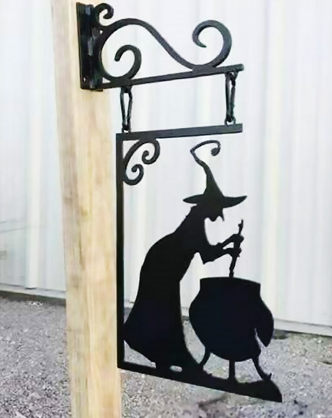 Metal Witches Brew Silhouette Hanging Sign