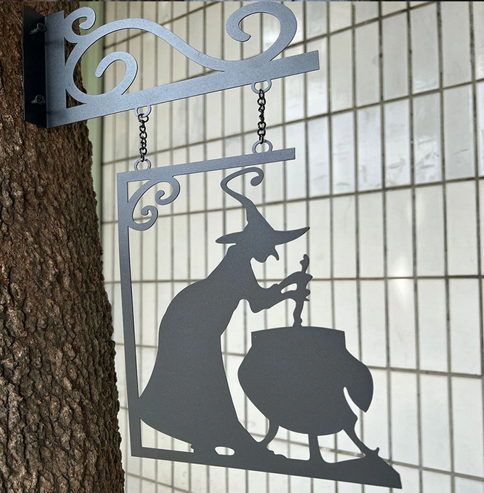 Metal Witches Brew Silhouette Hanging Sign