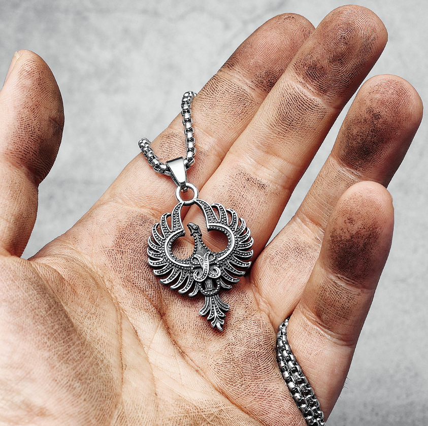 Rustic Phoenix Stainless Steel Necklace