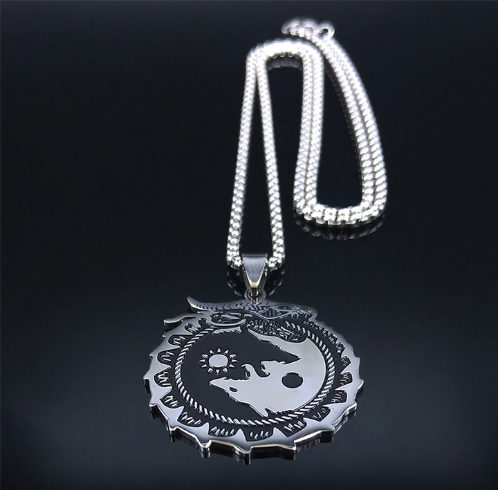 Yin Yang Nordic Wolf Amulet Necklace