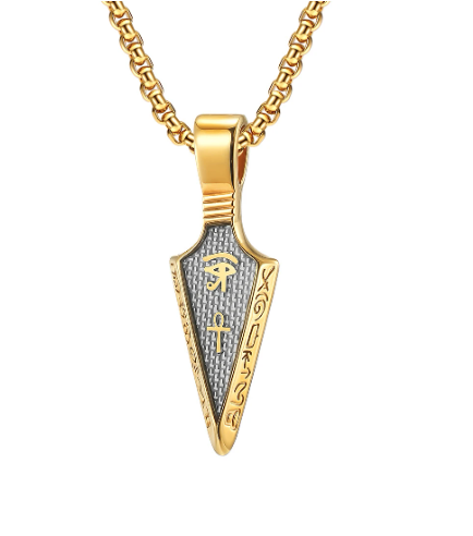 Retro Eye of Horus Ankh Egyptian Cross Spearhead Necklace