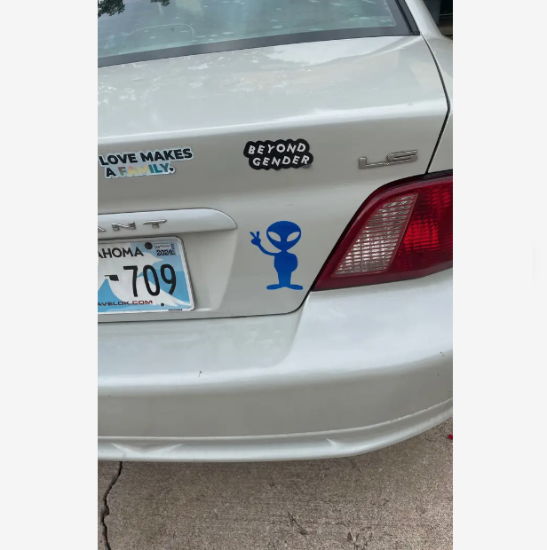 Reflective Alien Decal / Sticker (Blue or Red)