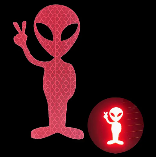 Reflective Alien Decal / Sticker (Blue or Red)