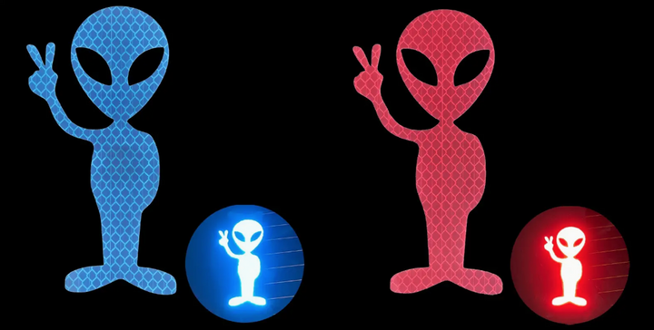 Reflective Alien Decal / Sticker (Blue or Red)
