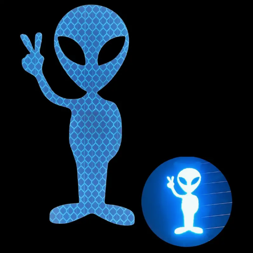 Reflective Alien Decal / Sticker (Blue or Red)
