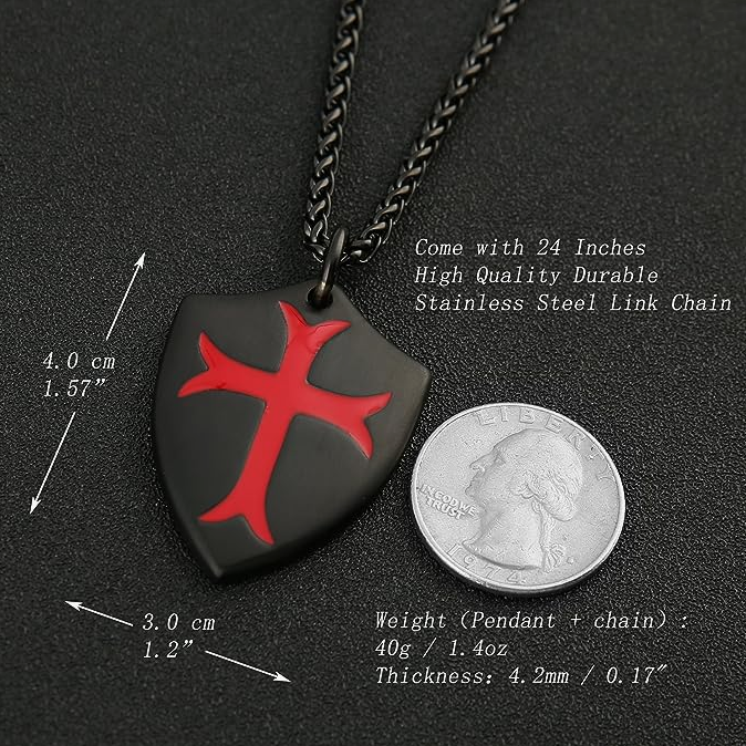 Knight Templar Shield Cross Necklace