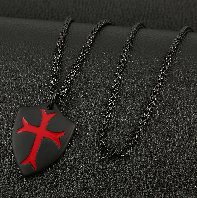 Knight Templar Shield Cross Necklace