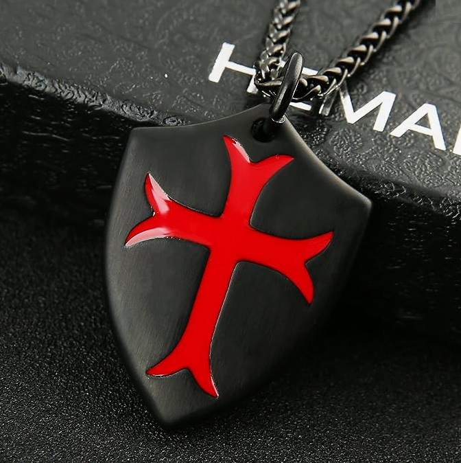 Knight Templar Shield Cross Necklace