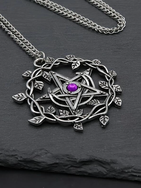 Pentagram Vines Crescent Necklace