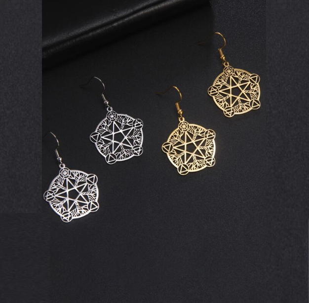 Wicca Pentagram SS Drop Earrings