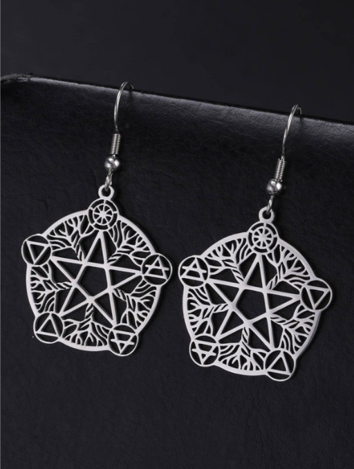 Wicca Pentagram SS Drop Earrings