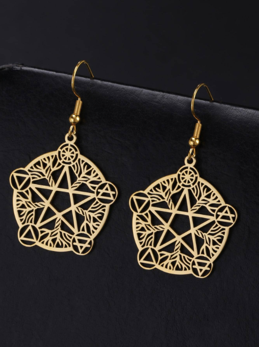 Wicca Pentagram SS Drop Earrings