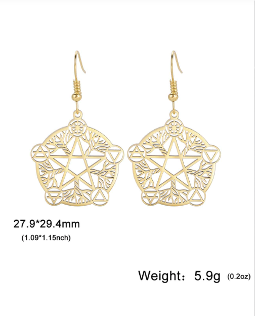 Wicca Pentagram SS Drop Earrings
