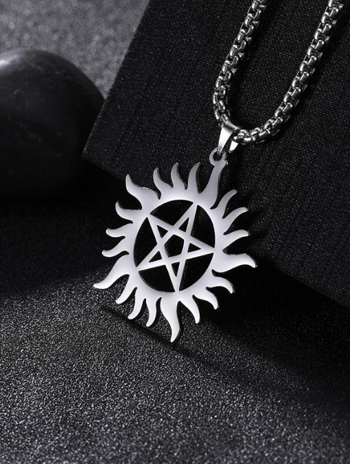 Wicca Sun Pentacle SS Necklace