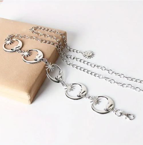 Boho Witchy Moon Sun Hollow Waist Chain