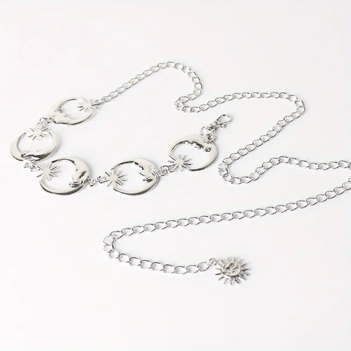 Boho Witchy Moon Sun Hollow Waist Chain