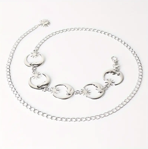 Boho Witchy Moon Sun Hollow Waist Chain