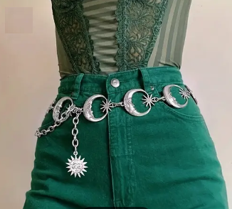 Boho Witchy Moon Sun Hollow Waist Chain