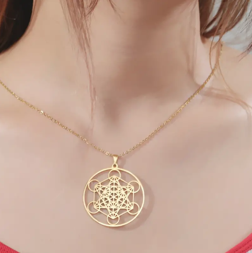 Archangel of Metatron Sacred Geometry Symbol Necklace - Gold
